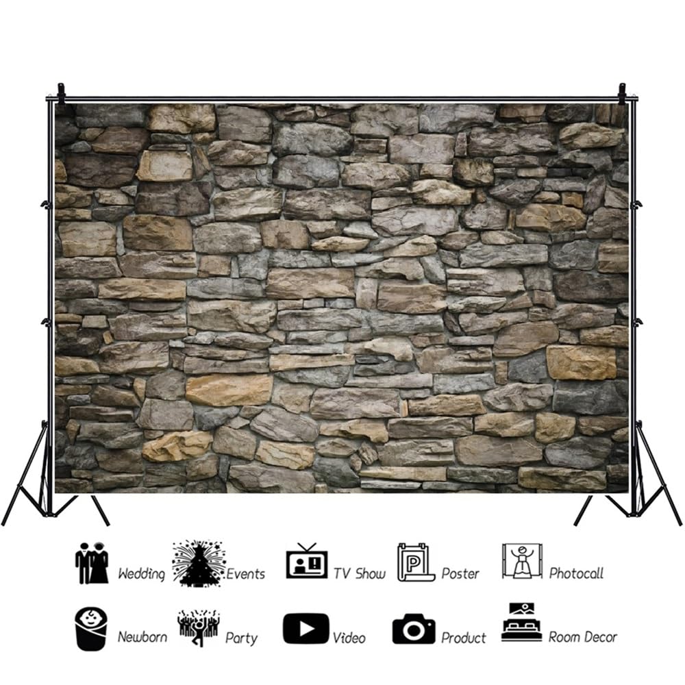 6x3m Retro Rustikale Backsteinmauer Hintergrund Klassische braune Steinwand Cowboy Fotohintergrund Brauner Felsen Textur Wand Scheune Hintergrund Geburtstag Party Dekoration