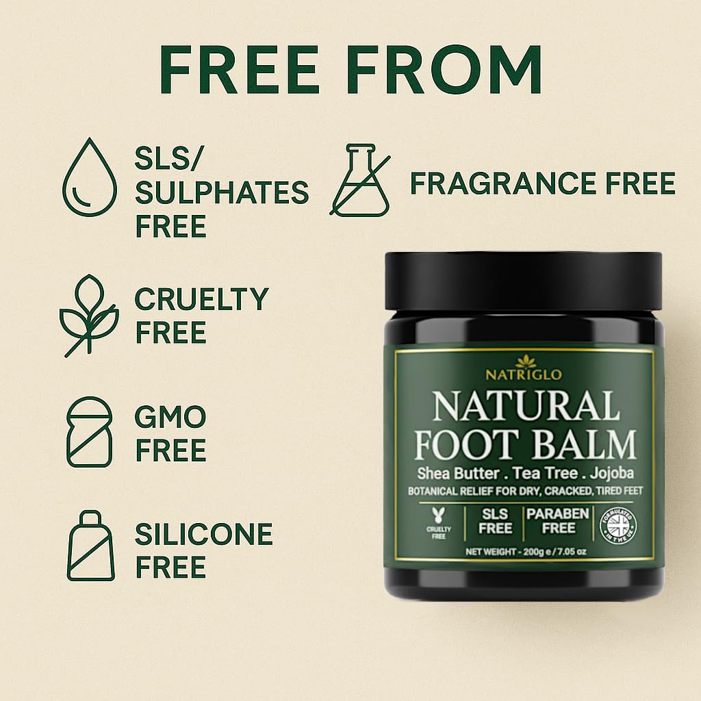 Organic Tea Tree Foot Balm for Dry Cracked Feet & Heels - Intensive Callus Remover & Foot Repair Cream with Shea Butter - Moisturizer for Rough Hard Skin & Cracked Heel Treatment for Men & Women - Image 5