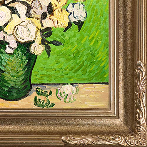 Overstockart Van Gogh Vase And Roses Painting With Florentine Dark Champagne Frame #TOP1