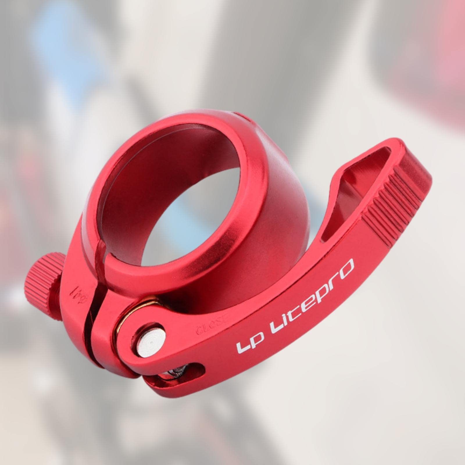 Set di 10 morsetti per reggisella per bicicletta, pieghevoli, colore rosso, 41 mm