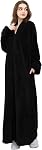 Hellomamma Women's Zip Front Bathrobe Soft Long Fleece Plush Robe Full Length Housecoat Sleepwear Dressing Gown