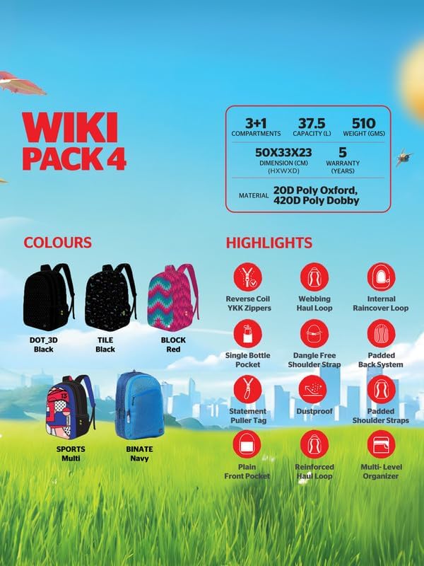Stylish Unisex Backpack 4 Durable & Lightweight backpack for Men & Women | Backpack for Office, Gym, Travel (37.5 Litre, Black), Black, Free Size, Modern