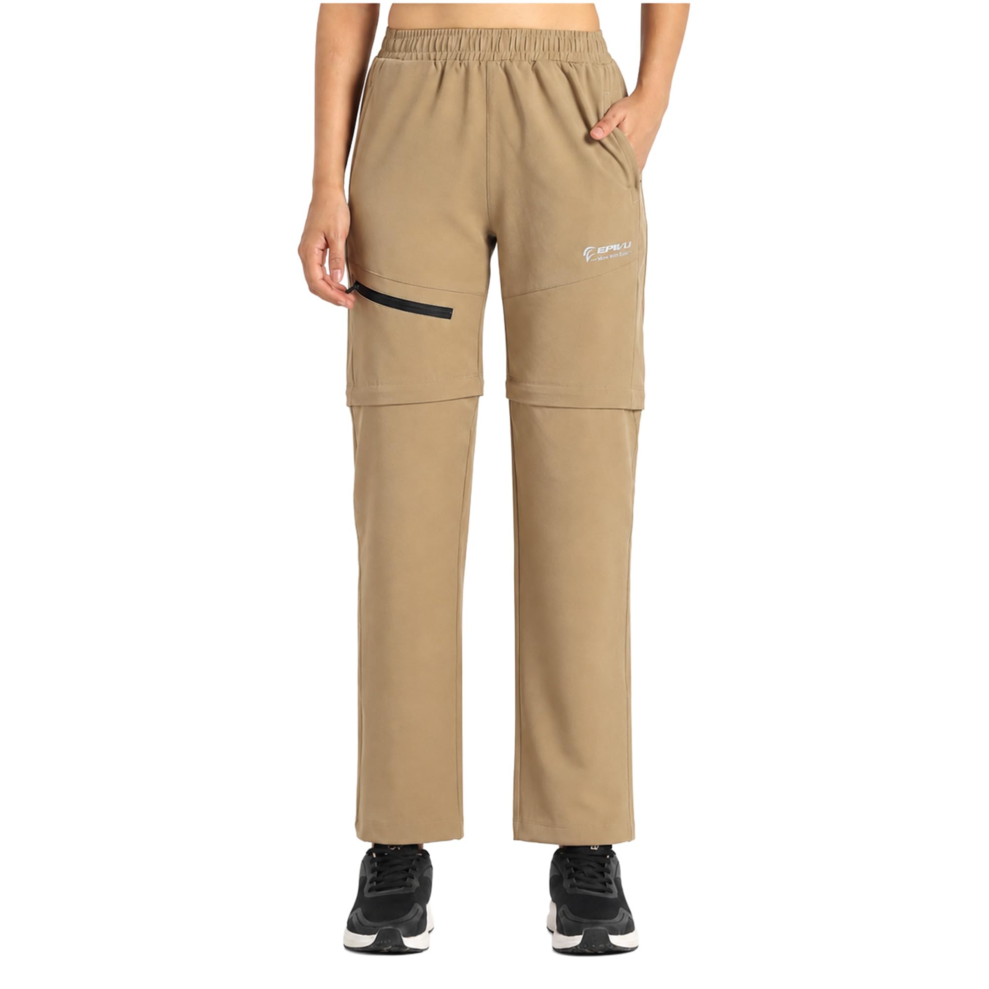 Women’s Convertible Track Pants to Shorts – Zip-Off Quick Dry Hiking Pants with Pockets, Lightweight Outdoor Travel Trousers-image-6