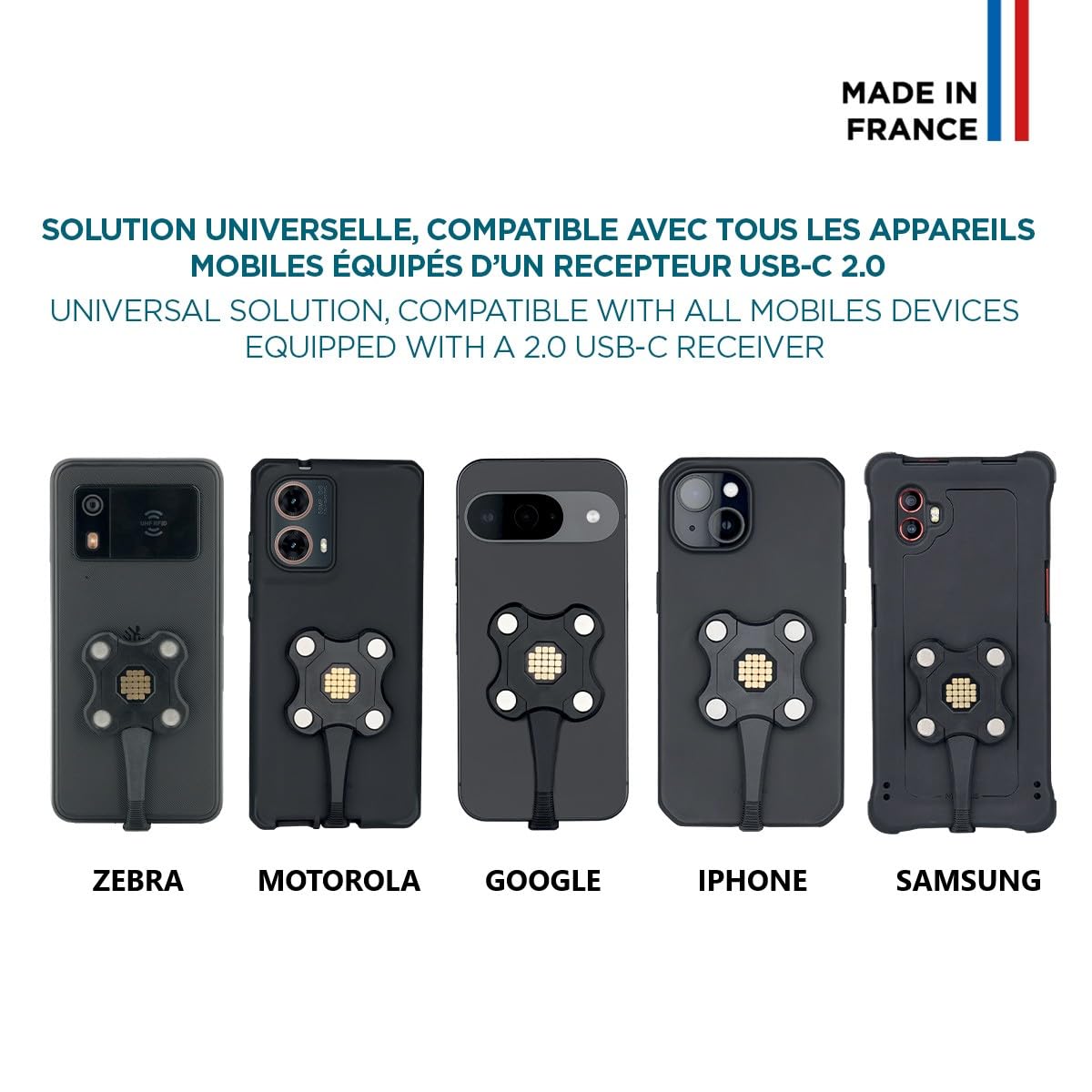 MOBILIS Kit Connettore/Dongle Magnetico Pogo Pin + Supporto di Ricarica 65 W con Ventosa per Auto (Parabrezza e Cruscotto) - Smartphone e Computer Mobile - Energia Mobile