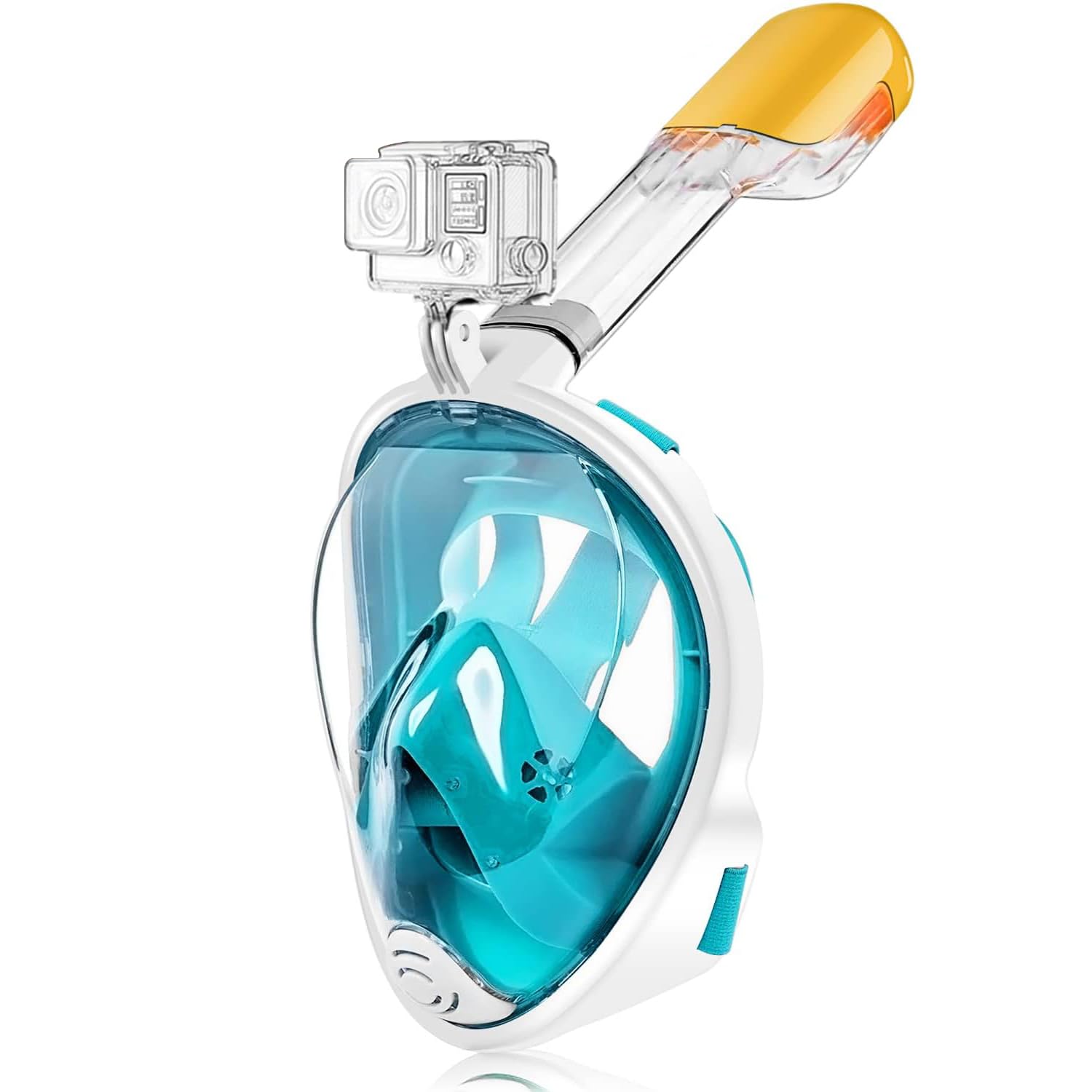 Snorkel Mask, Full Face Snorkel Set, 180° Panoramic View Snorkelling with Anti-Fog Anti-Leak Diving Mask Compatible Sports Camera, Snorkel Gear for Adults & Kids (Green, L/XL)