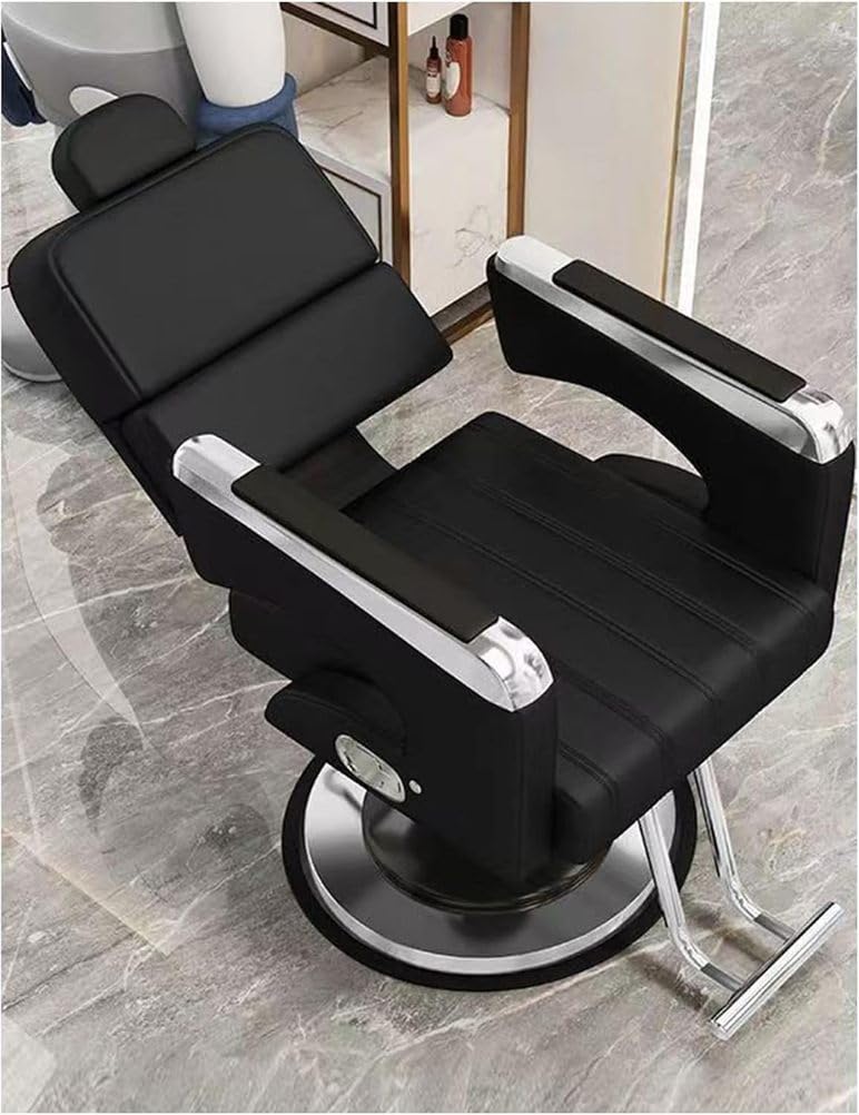 OZBMA Professional Barber Chair Reclining Salon with Hydraulic Pump Adjustable Headrest 135° Recline ty Beauty Furniture Stylish Black Comfortable Durable