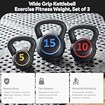 BalanceFrom Vinyl Kettlebell Set, 30/45/50/75 Pound Options – Cement-Filled Strength Training Weights with Ergonomic Grip and Color Coding for Full Body Fitness at Home or Gym - Image 3