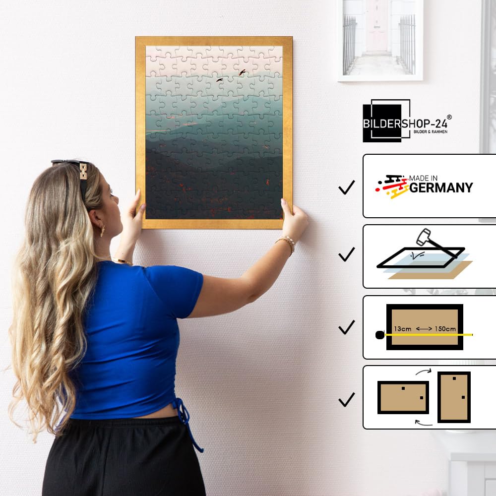 Bildershop-24 cornici puzzle London per puzzle 1500 pezzi, 59,2 x 84,3 cm, 84,3 x 59,2 cm, foglia d'oro con vetro acrilico
