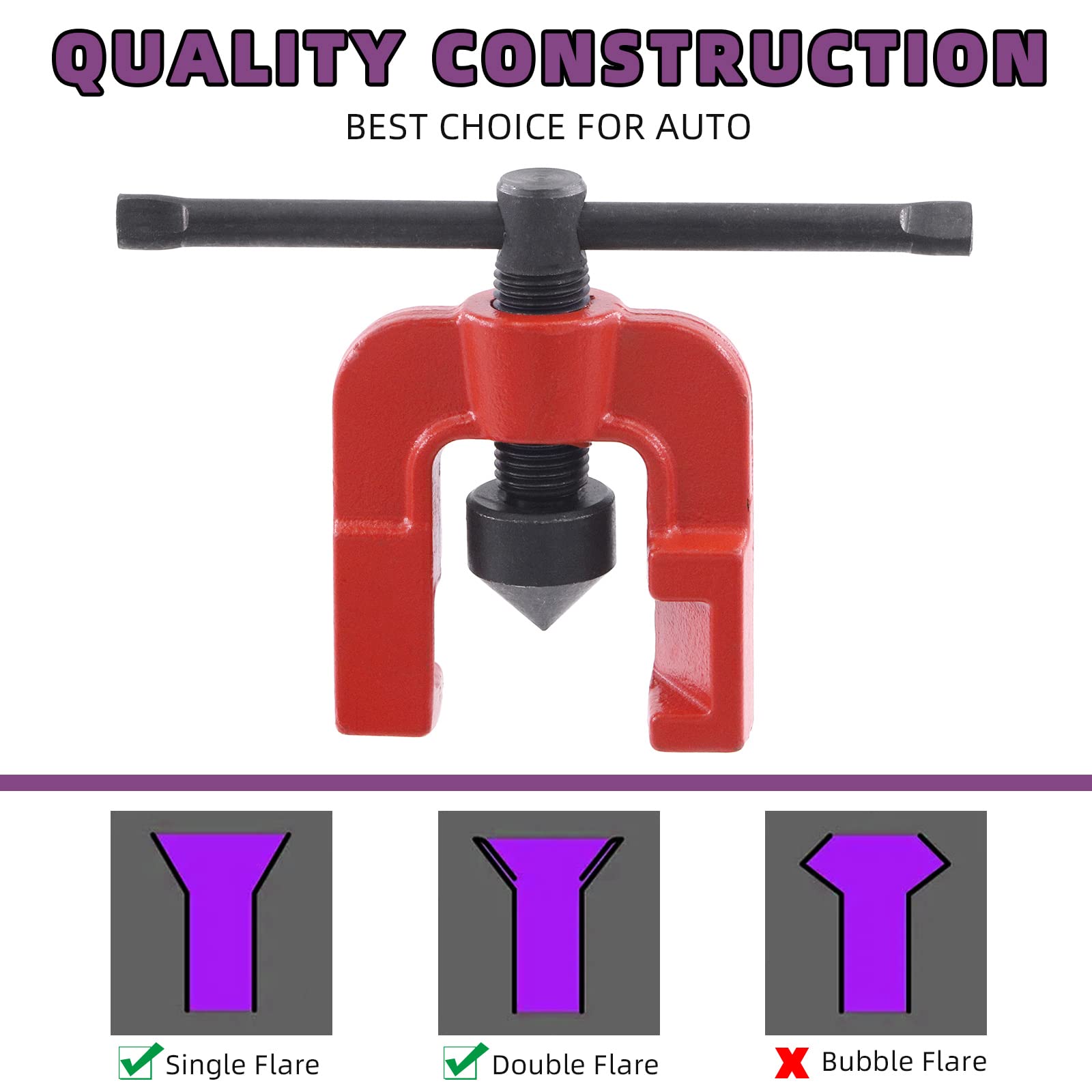 Swpeet Kit de herramientas de avellanado doble para automóvil de 3 piezas y juego surtido de curvador de tubo de 3 en 1 de 180 grados, herramientas de avellanado de línea de 5/8" 5/16" 3/16" 1/4" 3/8