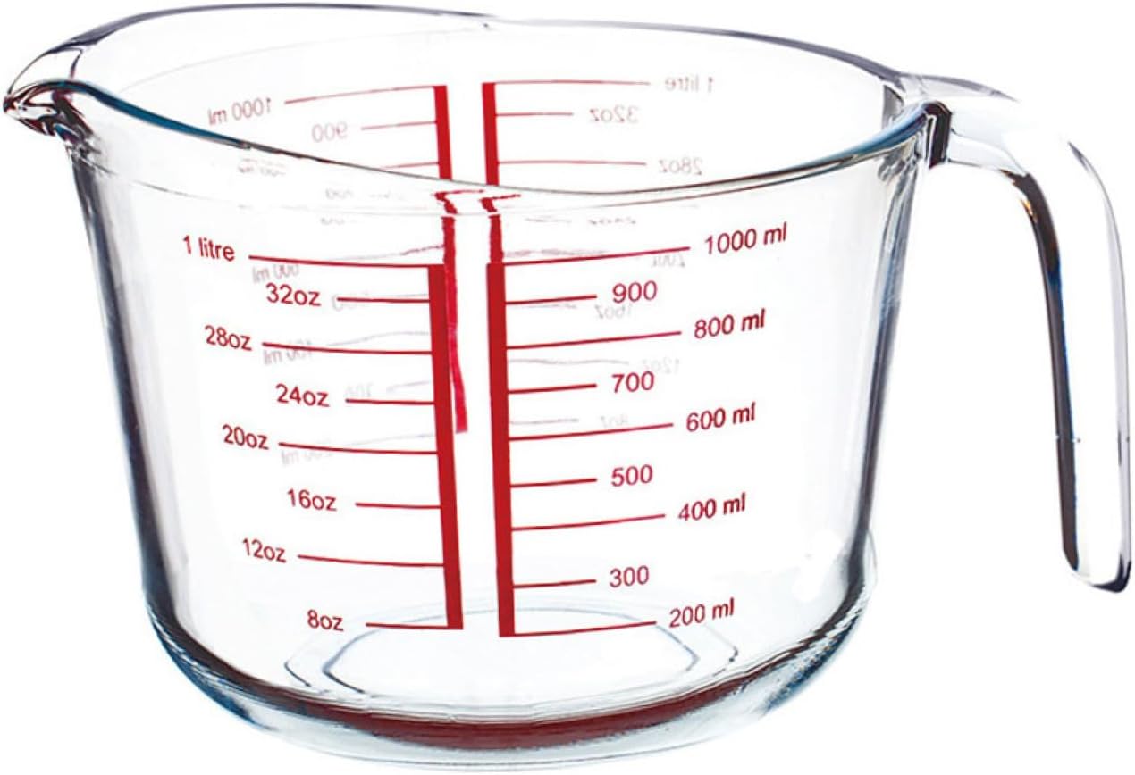 Tempered Glass Measuring Cup 1l Scale Measure Jug Heat-resistant Liquid Measuring Tool for Kitchen Baking and Cooking