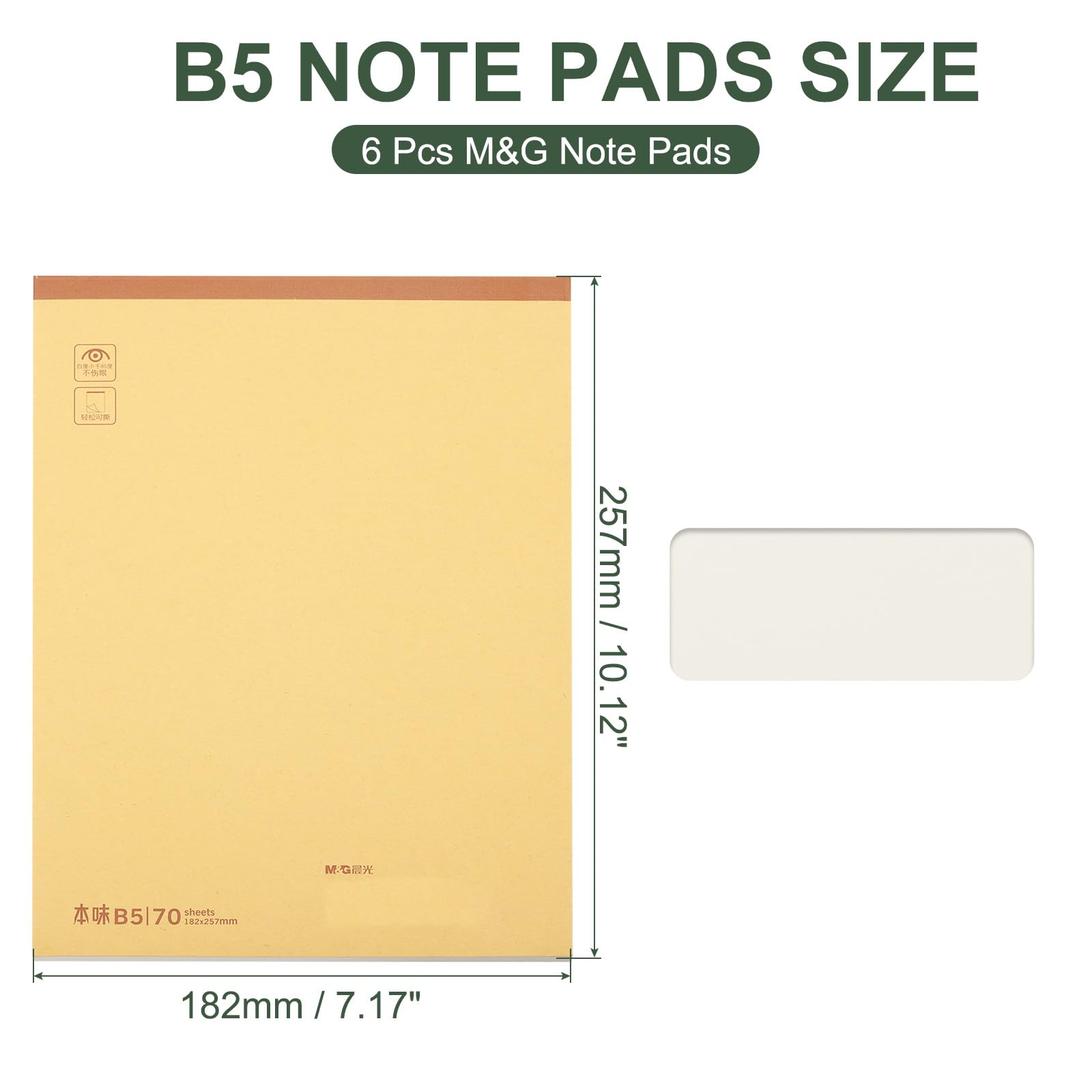 M&G 7x10 Notizblöcke, 6er Pack B5 Legal Pads 70 Blatt Notizblöcke Schreibblock College Blanko Kalkül Memo Papier Tablet für Arbeit Schreiben Notizen Mathematik Zeichnen