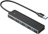Vista 6 de Hub USB 4 puertos, múltiples concentradores USB 3.0, divisor USB A ultrafino USB para mouse, teclado, unidad flash, disco U, impresora, computadora