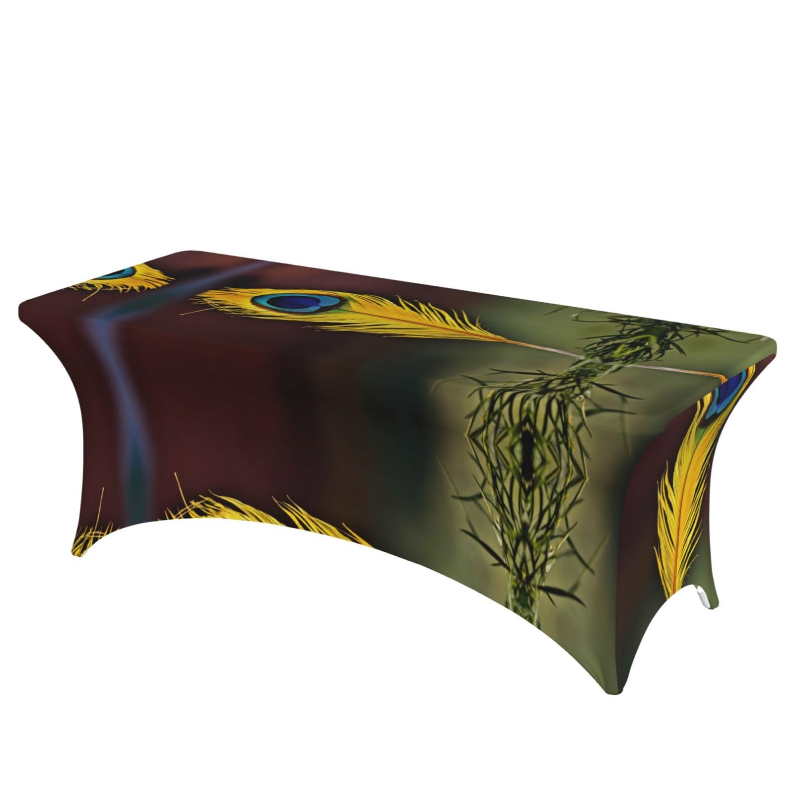 Housse de table extensible 1,8 m EdWal en élasthanne imprimé plumes pour buffets