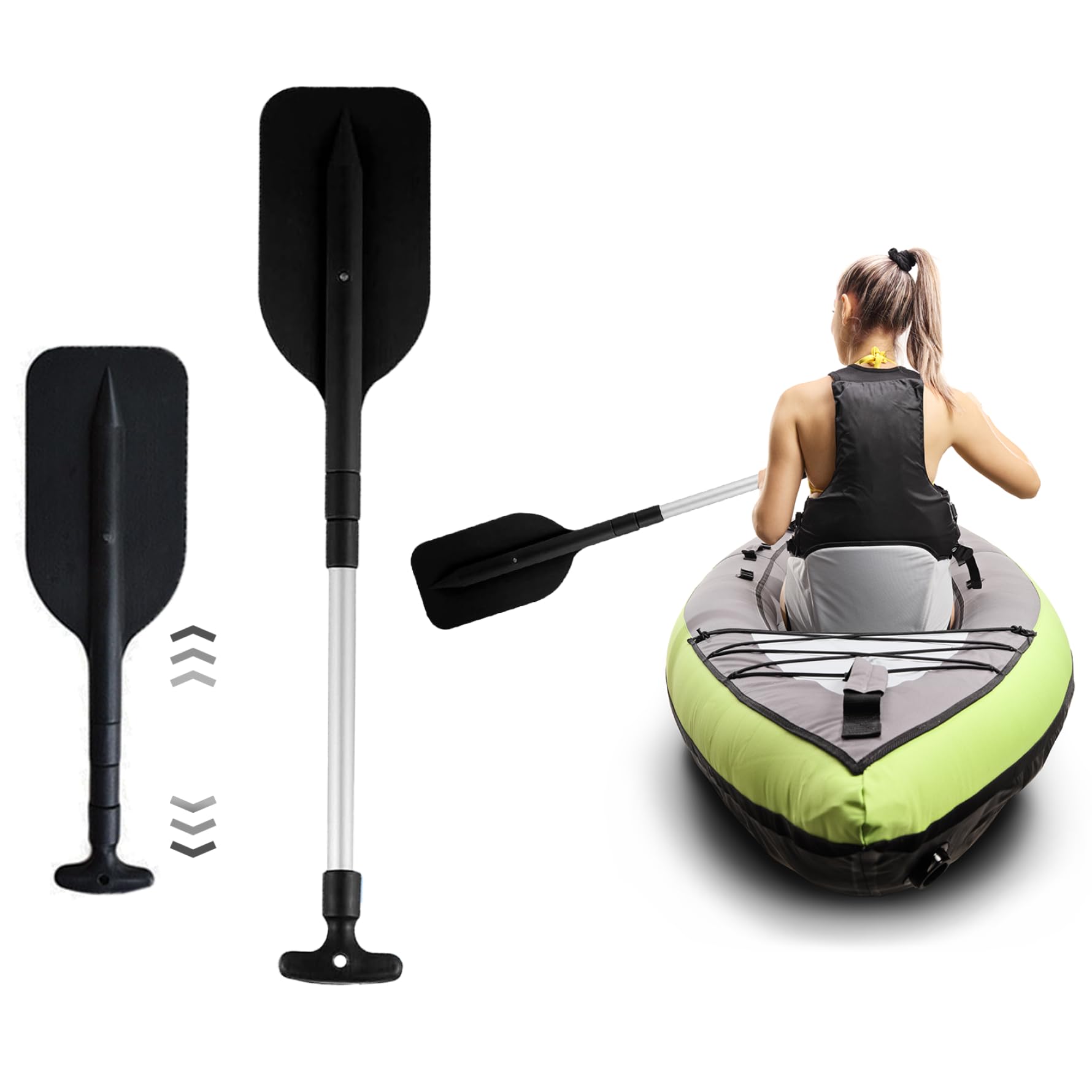 Remo telescópico para kayak 2 piezas con cuchillas de plástico mango en T