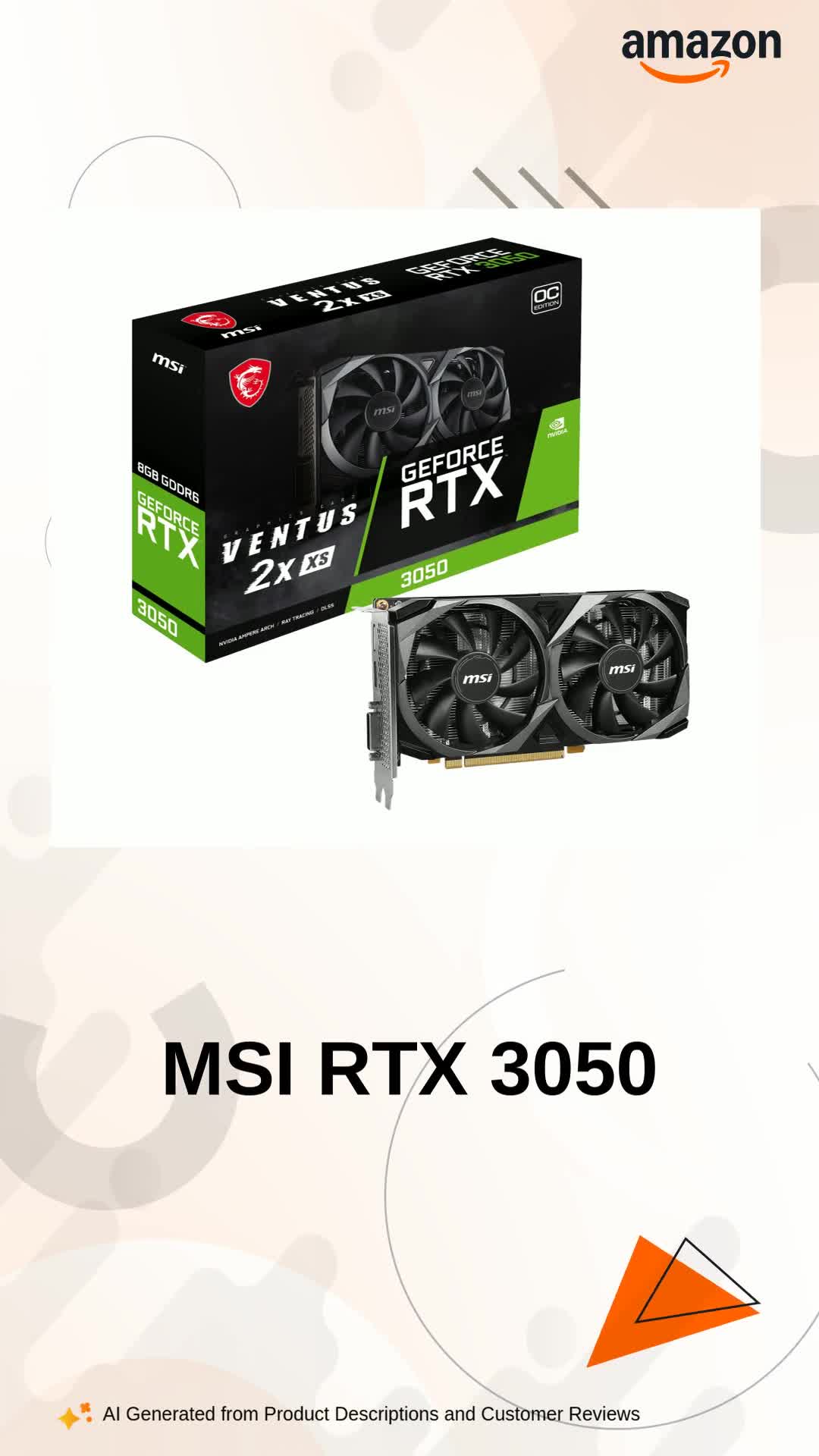 Amazon.in: Buy MSI Gaming GeForce RTX 3050 8GB GDRR6 128-Bit HDMI