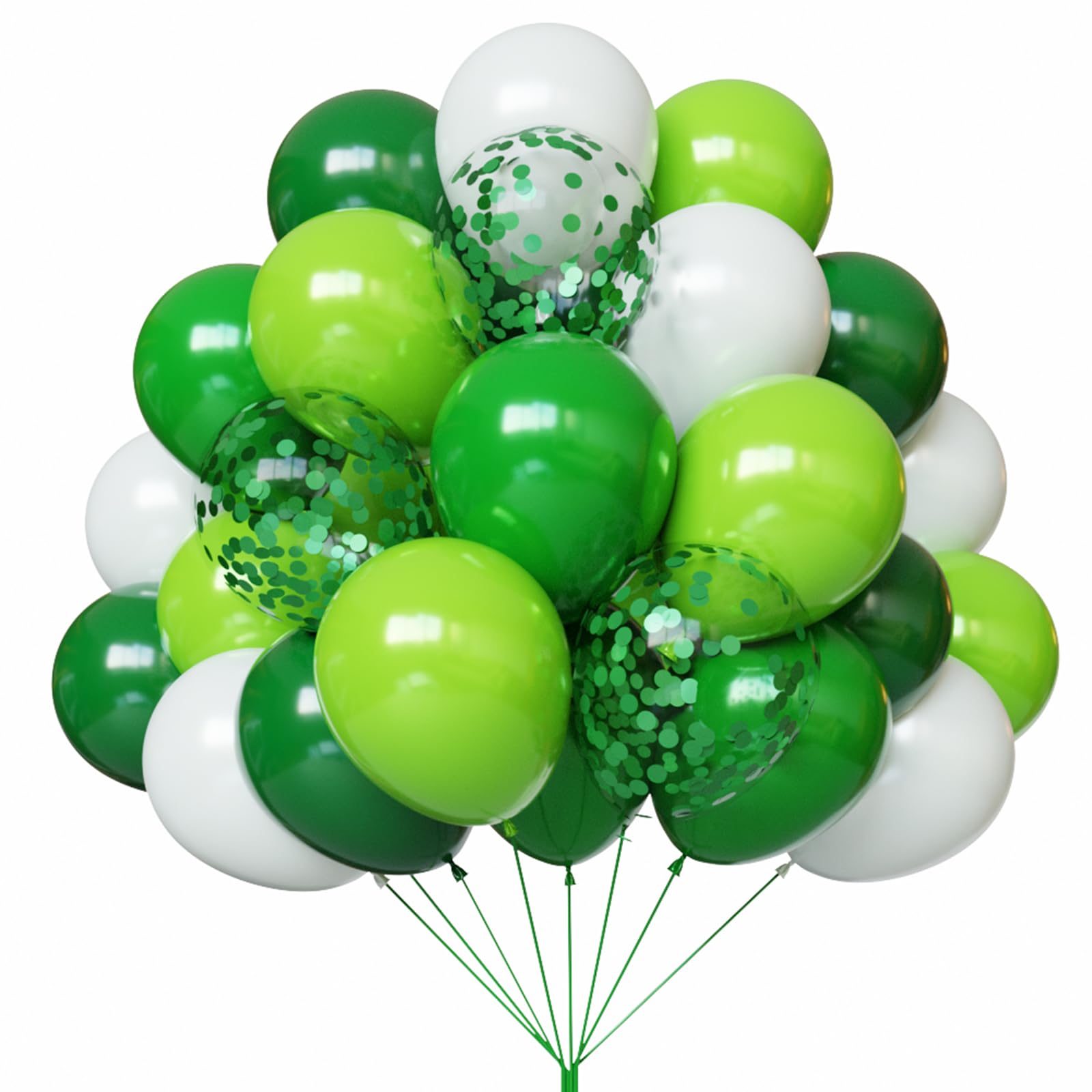 YMSZ Green Balloons Set, 67pcs 12 Inch Green and White Balloons for Birthday, Graduation, St. Patrick's Day, Baby Shower, Jungle Party Decorations