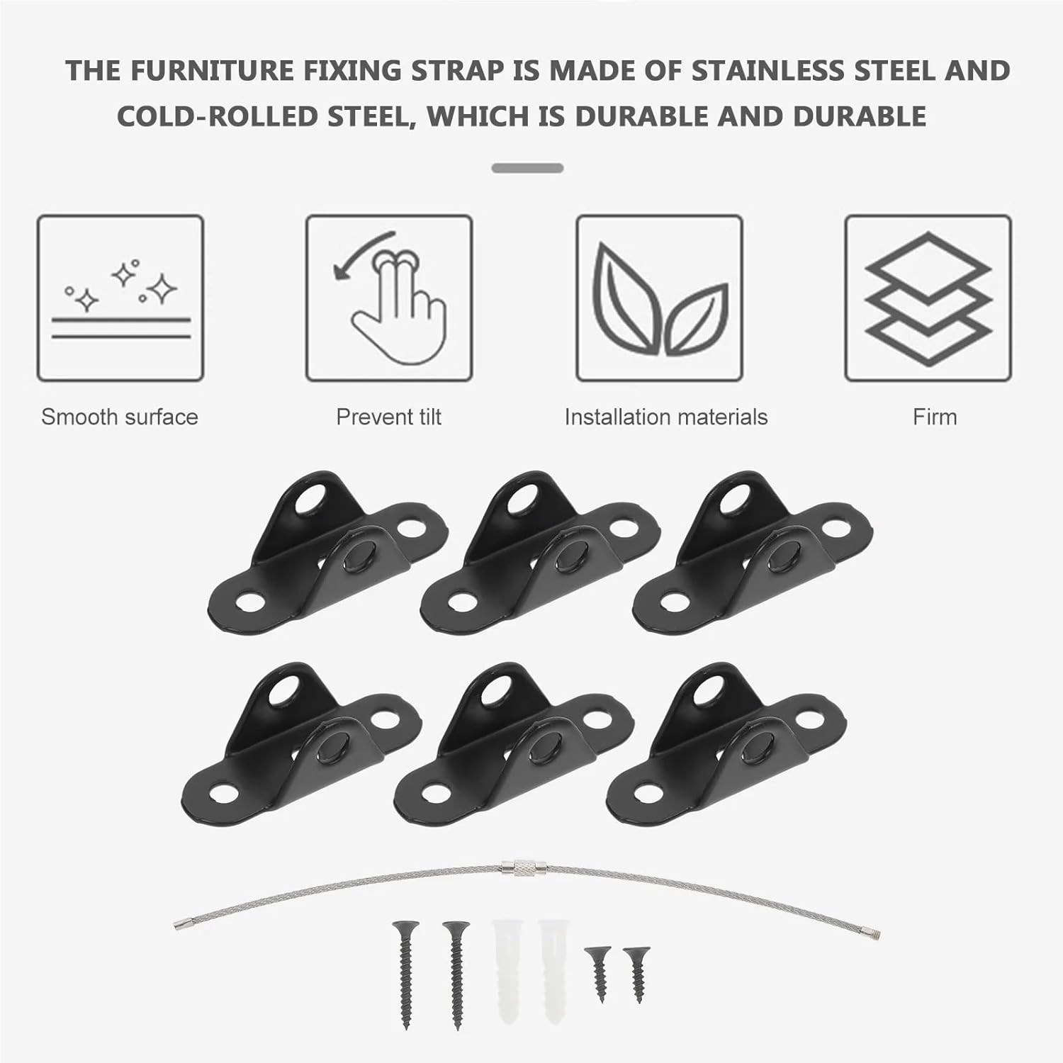 Lawsen Furniture Anchors 15pcs Anti Tip Furniture Straps Cabinet Locks Furniture Anchors Hardware Dresser Protection for Furniture Dresser(Black)