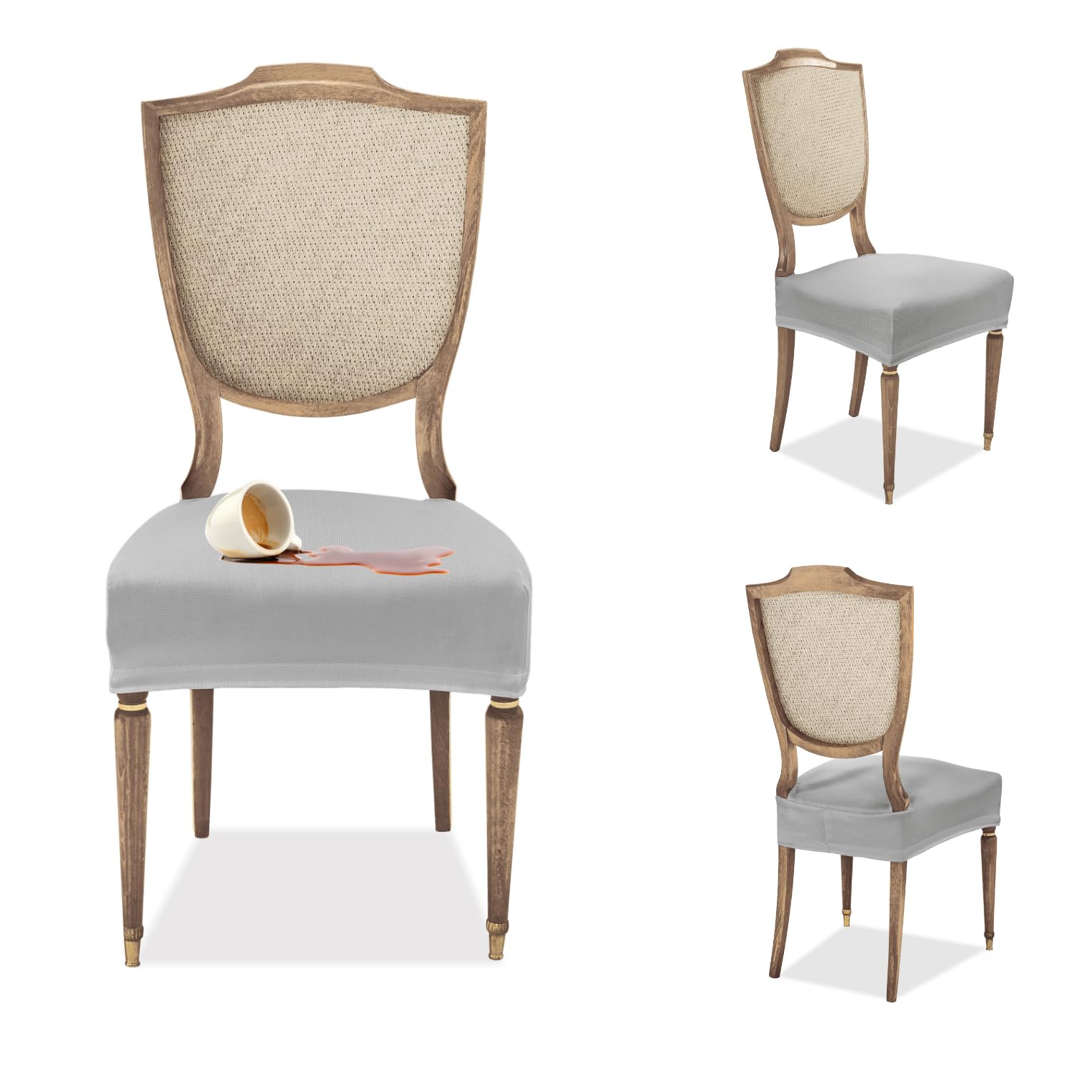 Coprisedie Banzaii Antimacchia Senza Schienale - Set Di 4 Grigio Chiaro Per Cucina E Sala Da Pranzo | Made In Italy