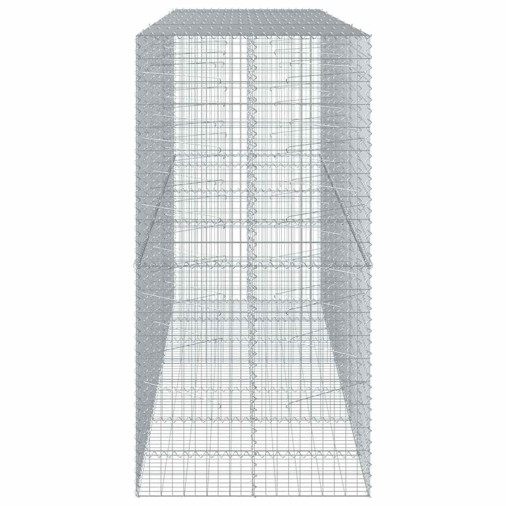 Gavión con tapa, 350 x 100 x 200 cm, cesta de piedra galvanizada | Cesta de malla de alambre galvanizado resistente para jardín. Ideal como protección visual o decoración en exteriores.