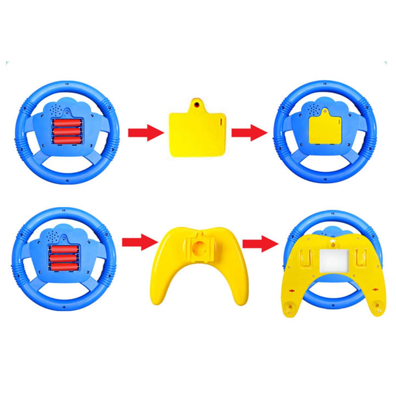 Volante de Juguete Infantil Volante Interactivo Educativo con Tablero Y Funciones de Vehículo Música Dinámica Y Plástico Ventosa Y Base Estable,