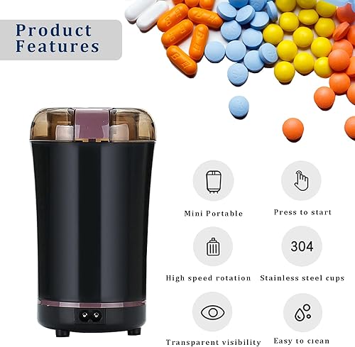 Miniatura 17 de Trituradora eléctrica multifuncional de píldoras, moler la medicina y las tabletas de vitaminas o granos de café de diferentes tamaños en polvo fino