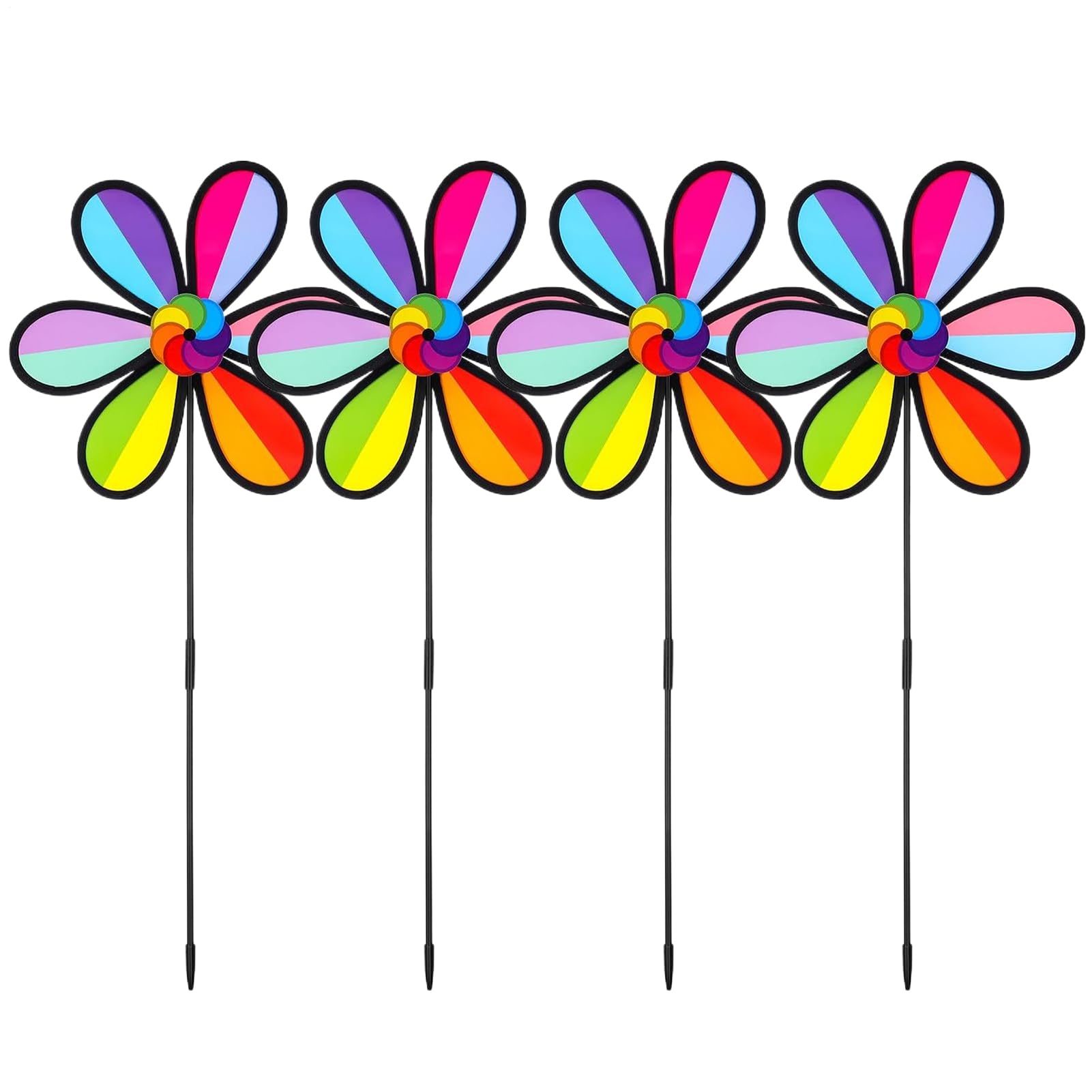 Garden Wind Spinners, 4 Pieces Colorful Wind Spinner Rotating Windmill for Party Decorations Outdoor Decor Lawn Yard Garden Patio