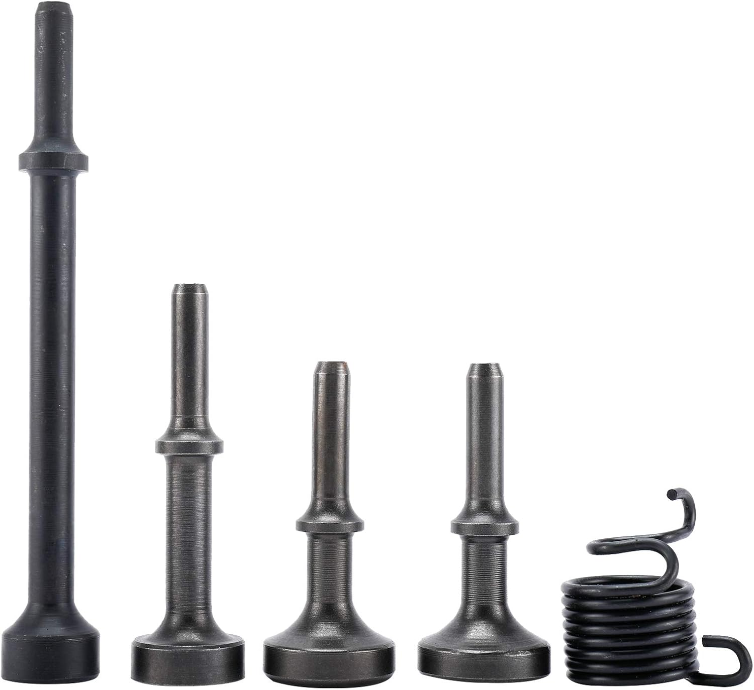 5 Pcs Smoothing Pneumatic Air Hammer Chisels Tool with 1 pc Spring, Alloy Steel Pneumatic Chisel Bits Accessories with 0.401'' (10mm) Shank