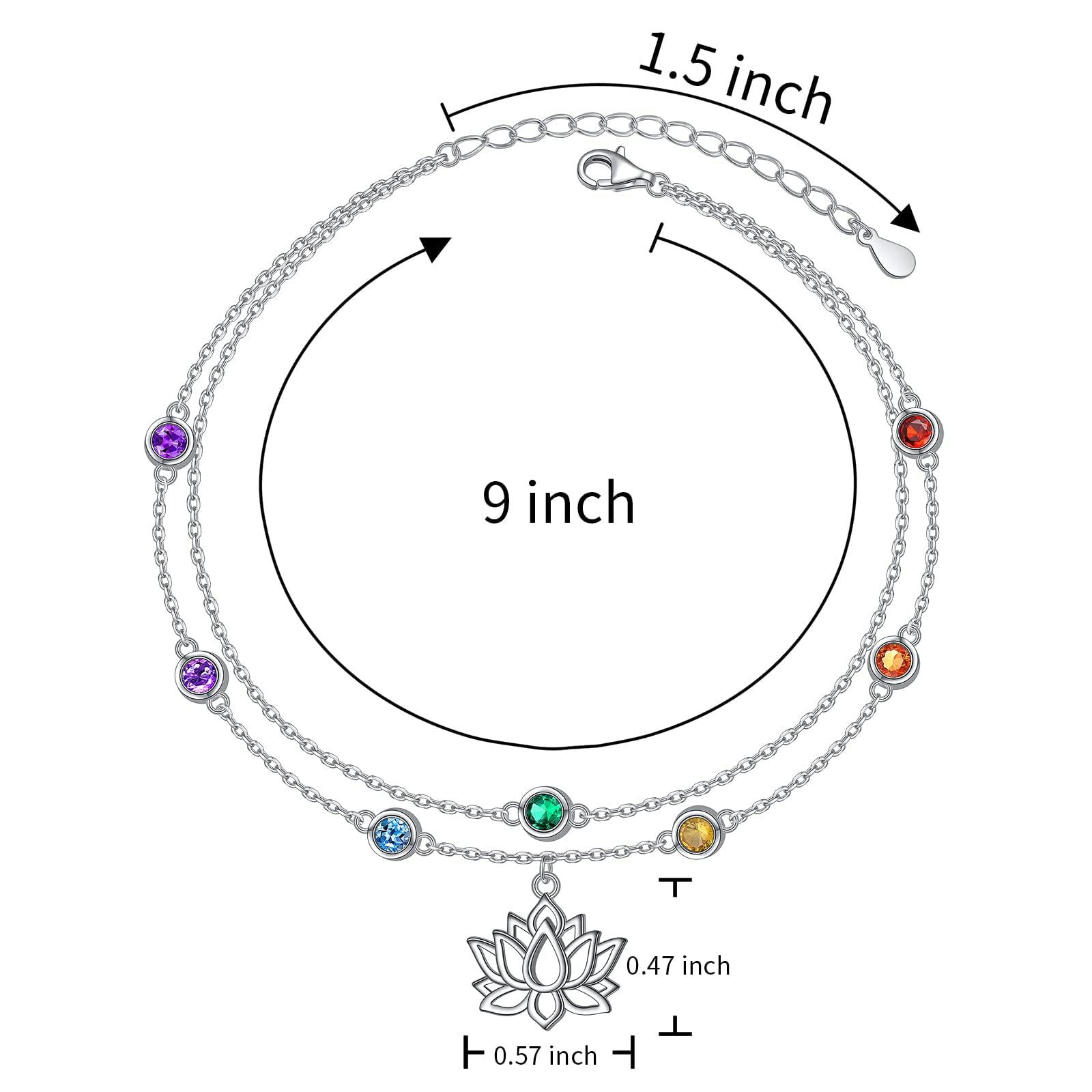 Flyow Cavigliera donna malocchio/turchese creato/infinito doppia cavigliera regolabile estate spiaggia caviglia bracciale gioielli regalo, 9 + 1,5 Zoll