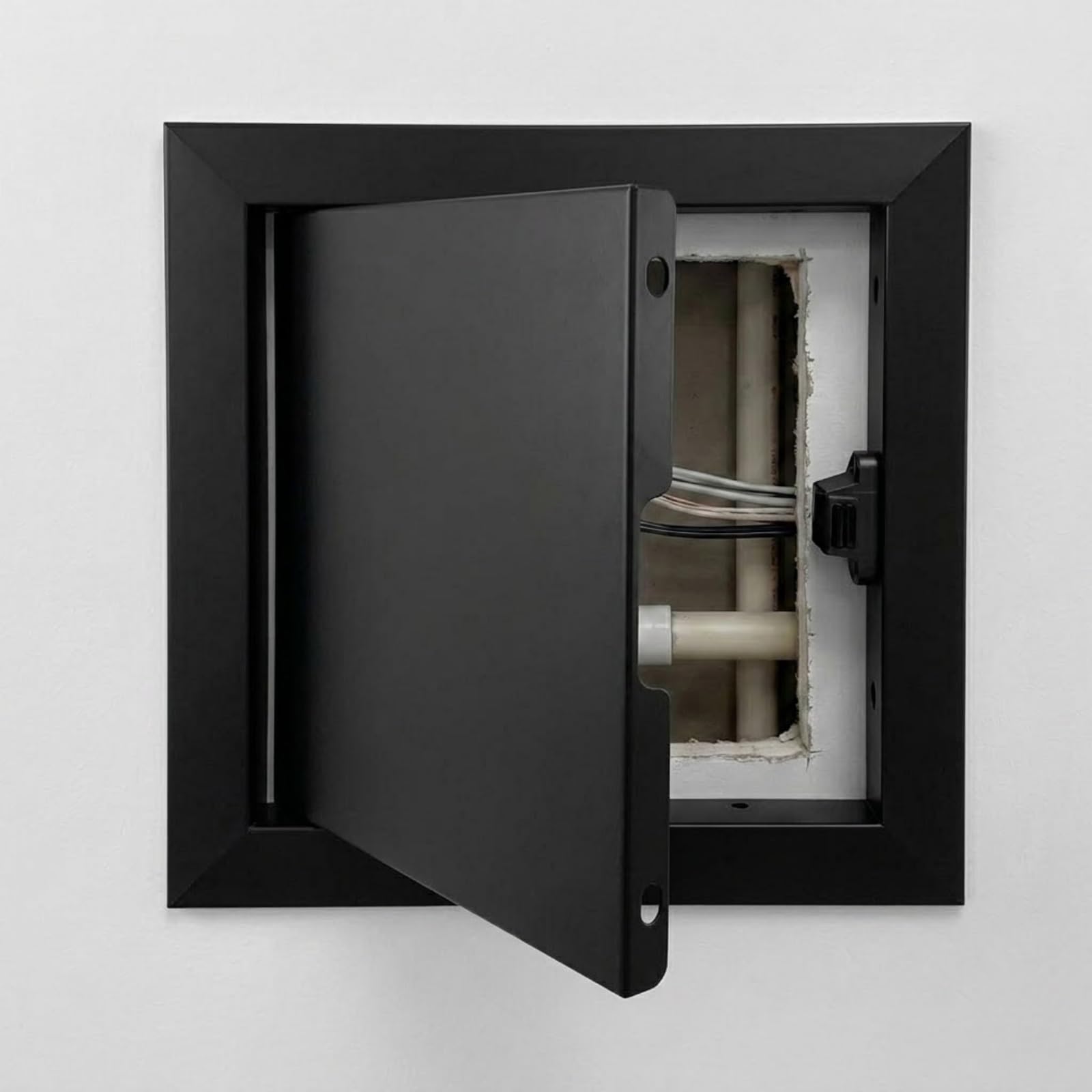 Yqyhnb Black Aluminium Access Panel 300X300mm, Paintable Flush Fit Inspection Hatch With Push-Click Mechanism, Concealed Hinge For Wall & Ceiling Drywall, Plumbing & Electrical(,16X24in)