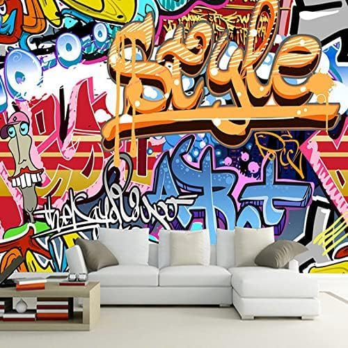 Papier peint 3D de style graffiti dessins animés pour décoration murale de chambre