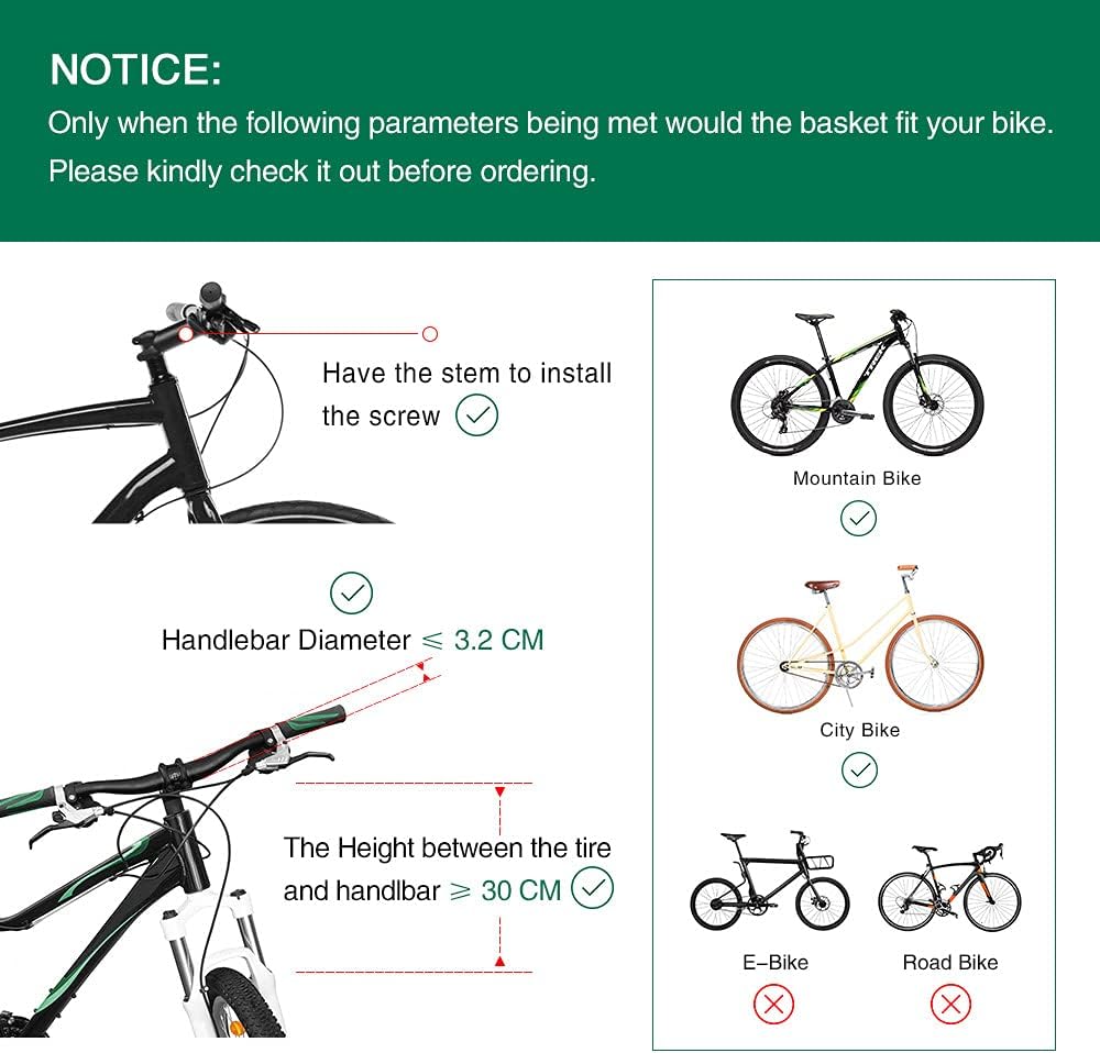 ANZOME Bike Basket, Folding Small Pet Cat Dog Carrier Front Removable Bicycle Handlebar Basket Quick Release Easy Install Detachable Cycling Bag Mountain Picnic Shopping