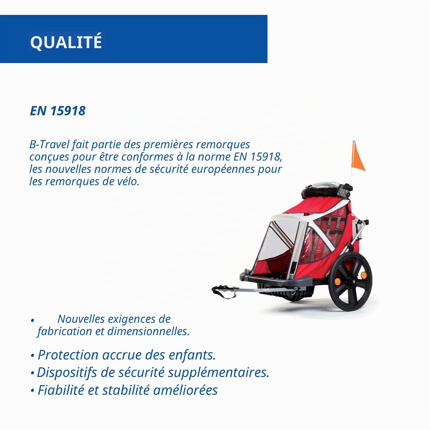 b bellelli B-Travel - Remorque pour Enfants, à accrocher au vélo - pour Les Enfants d’Un Poids Maximal de 16 kg et d’Une Taille maximale de 1,10 m - Accrochage au vélo