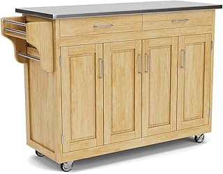 Homestyles Create-a-Cart Natural Mobile Kitchen Cart with Stainless Stee...