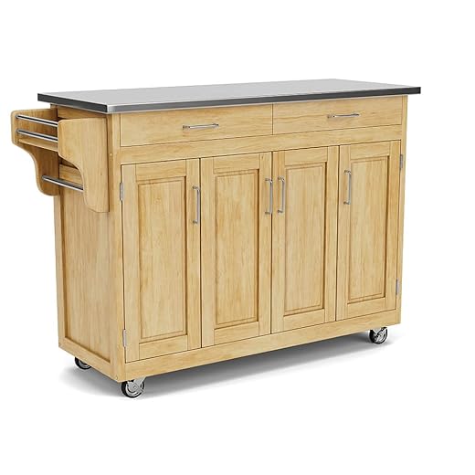 Create-a-Cart Natural 4 Door Cabinet Kitchen Cart with Stainless Steel Top by Home Styles