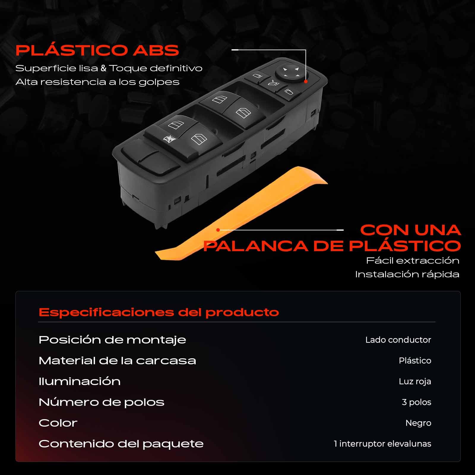 Frankberg Interruptores de botón para automóviles Delantero izquierdo Compatible con Clase R V251 W251 Clase M W164 Replace# 2518300290