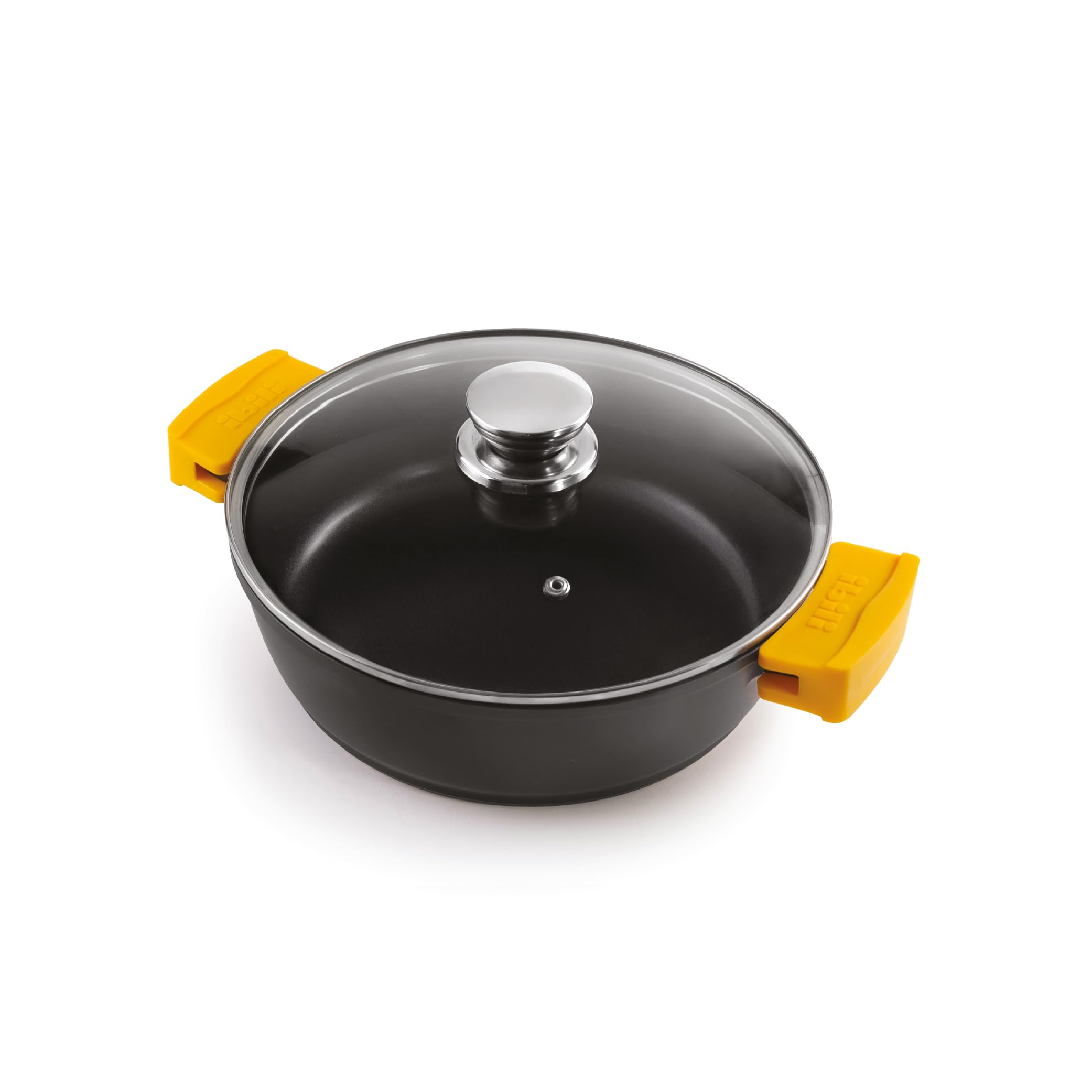 IBILI Evolution Cast Aluminium Stew Pot, Glass Lid and Silicone Grips, 28 cm, Non-Stick, Suitable for Induction Hobs