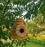 Beehive Bird Houses，Birdhouse Hanging Decoration Hand Painted Outdoor Ornament Iron Decoration Humm