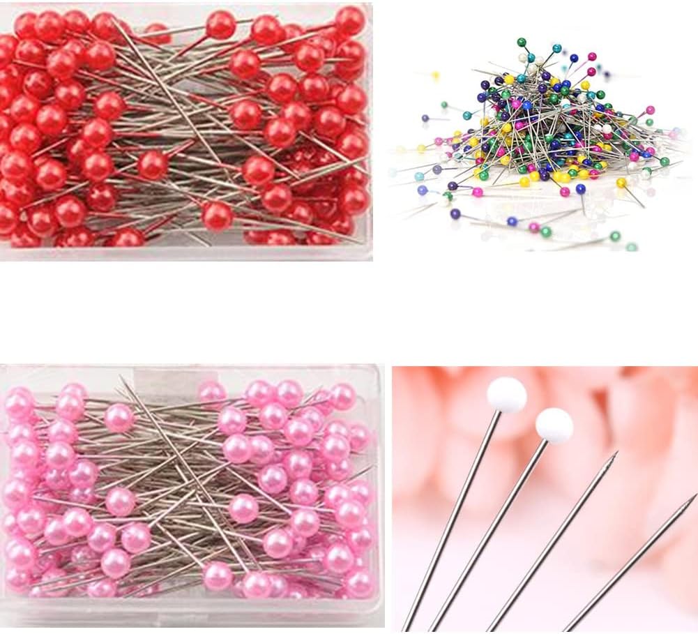 1200pcs Multi-Color Sewing Pins with Colored Ball Pearl Head, 1.5 inch Straight Quilting Pin for Dressmaker DIY Jewelry Making Decoration with Transparent Cases (12 Colors)