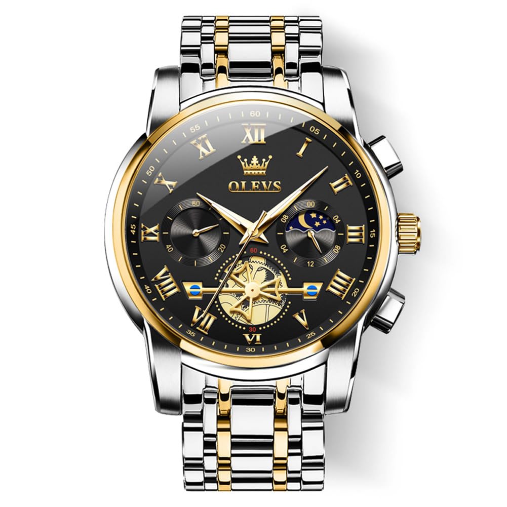 OLEVS Armbanduhr Herren Analog Quarz Wasserdicht 42mm Zifferblatt | Uhren Herren Quarz Großes Zifferblatt mit Römische Ziffern 21cm Armbandlänge Klassische Geschenk Uhren Männer