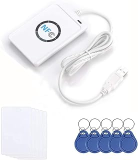 IC 13.56MHz RFID Reader Writer: Advanced ACR122U NFC Reader Writer- Fast and Reliable NFC Tag and Card Reader with SDK, 5 UID Keyfobs, 5 IC Writable Cards(Provide Software)