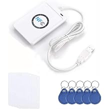 IC 13.56MHz RFID Reader Writer Advanced ACR122U NFC Reader Writer- Fast and Reliable NFC Tag and Card Reader with SDK, 5 UID Keyfobs, 5 IC Writable CardsProvide Software