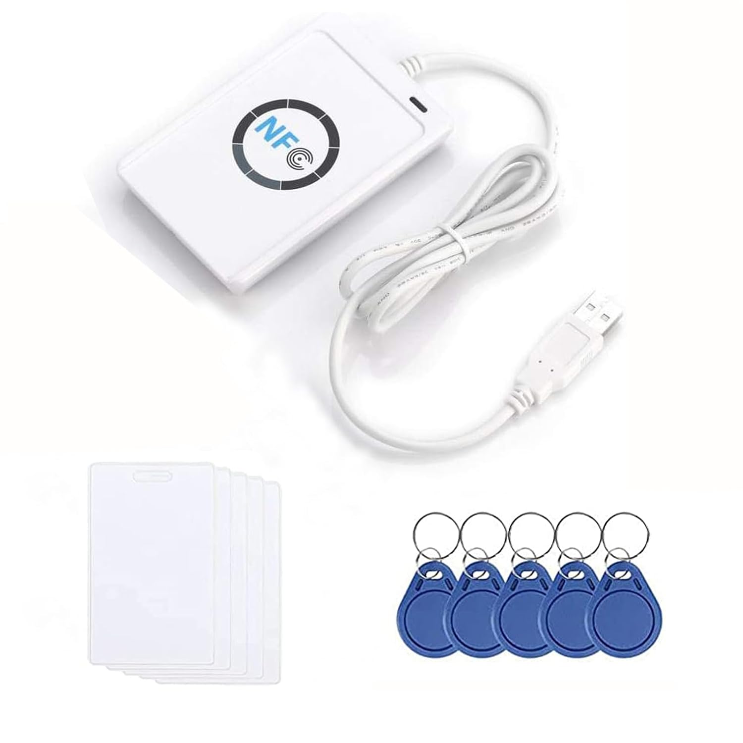 IC 13.56MHz RFID Reader Writer: Advanced ACR122U NFC Reader Writer- Fast and Reliable NFC Tag and Card Reader with SDK, 5 UID Keyfobs, 5 IC Writable Cards(Provide Software)