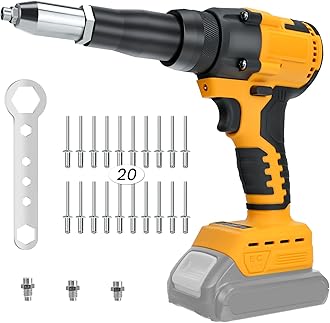 Cordless Rivet Gun Compatible with Dewalt 20V MAX Battery(Tool Only), Brushless Rivet Gun Kit, Pop Rivet Tool,Electric Rivet Gun Tool for Rivets 1/8'', 5/32'', 3/16" Rivets (No Battery)