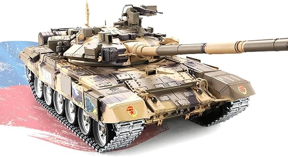 1/16 T90 Remote Control Tank, 2.4G RC Main Battle Tank with Light & Sound Spray, All Terrain RC Military Tank Off-Road Vehicles Army Battle Tank That Shoots