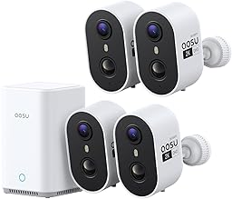 aosu Wireless Indoor/Outdoor Security Camera Kit with aosuBase Local Storage, 2K with 6X Zoom, 4-View Live, Cross-Camera Person Timeline, PIR + AI Human Detection, Color Night Vision, 4-Cam-Kit