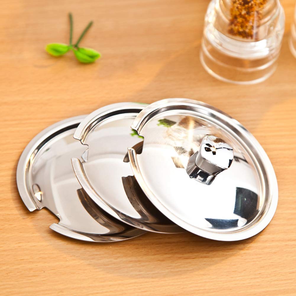 Tarro De Especias De Acero Inoxidable 304 Con Rejilla Creativa Para Facilitar El Tránsito, Base Giratoria Para Un Condimento Más Cómodo, Juego De Tarros De Condimento, Plateado-3jars