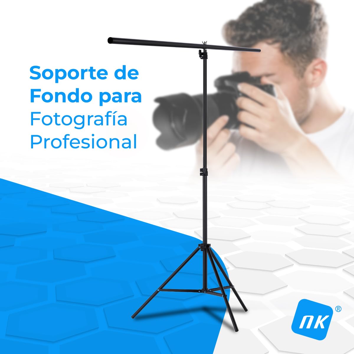 NK 1,50 x 2 metry, profesjonalny stojak na fotografię, regulowany i wysuwany, 1 statyw, 1 poprzeczka blokująca, 6 x wytrzymałe klipsy, 1 przenośna torba do przenoszenia