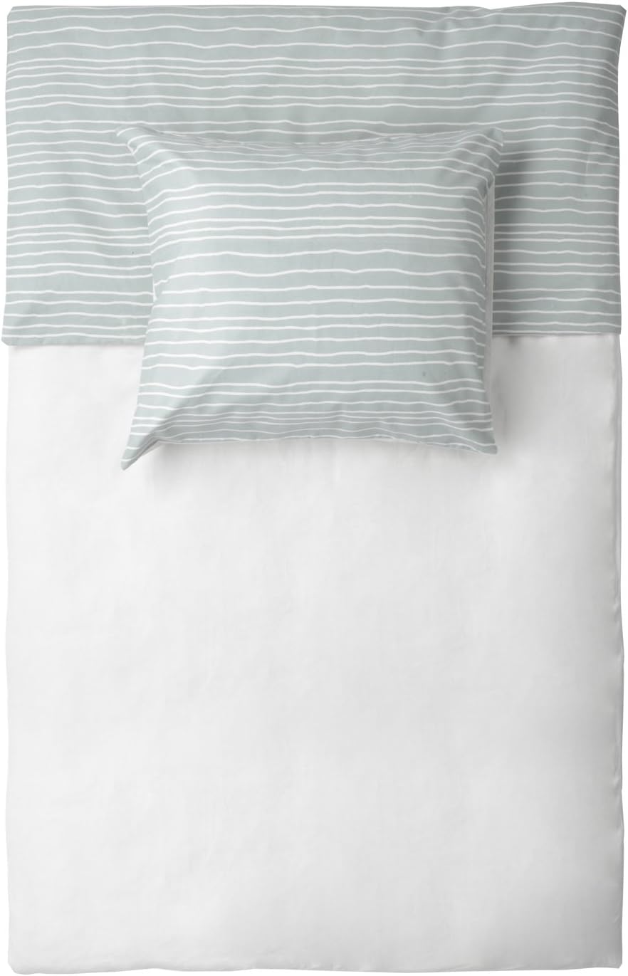 Walra Bedding/Bed Linen Set Luton Flannel – 135 x 200 cm or 155 x 220 cm, grau / jade, 155 x 220 cm