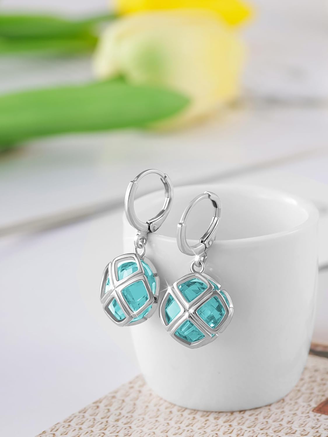 Crystal Pendant Necklace Earrings Sets for Women 14K Glod Plated Jewelry - Image 4