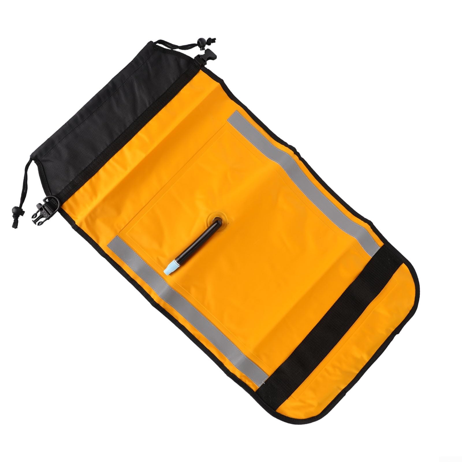Paddle Float Bag, aufblasbar für Kanuboot mit Schnellverschluss-Schnalle, 72 x 38 cm, 210D beschichtetes Gewebe, gelb mit reflektierenden Streifen